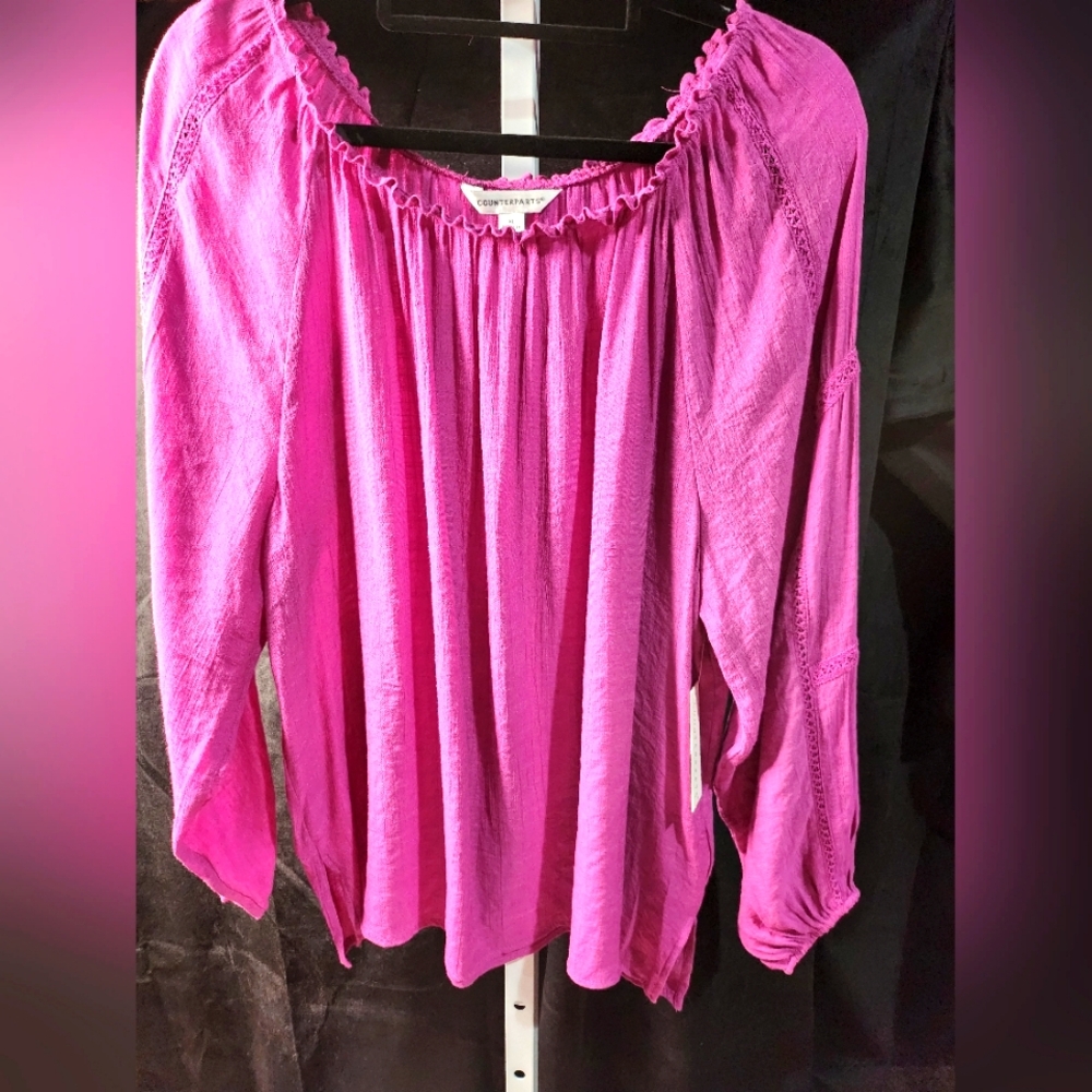Counterparts Pink Off-the-Shoulder Lace Blouse – Romantic & Versatile